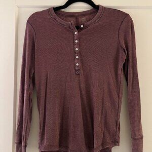 Aerie Real Soft long sleeve henley shirt in burgundy